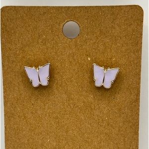 Lilac colored butterfly stud earrings